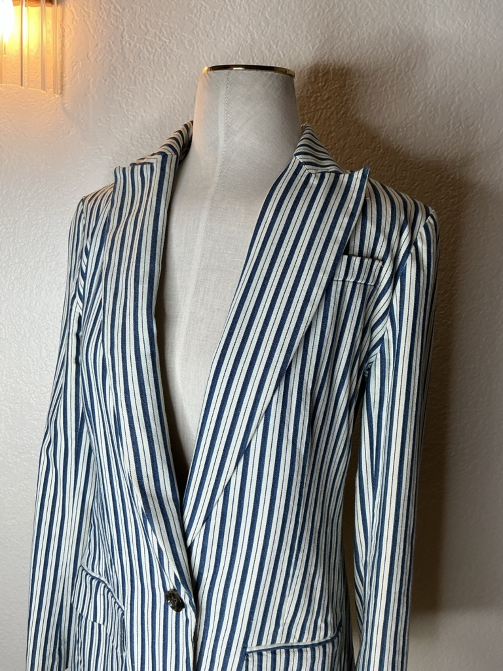 J. Crew Navy and White Striped Blazer